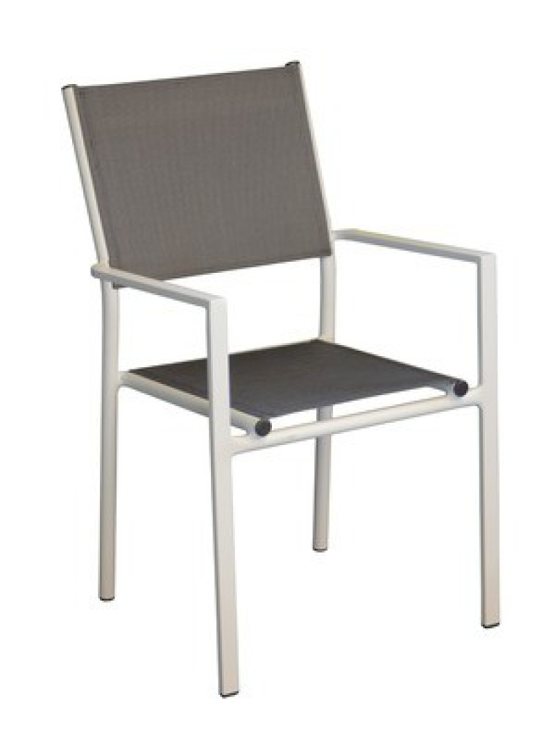 Proloisirs Fauteuil Thema Blanc Argent empilable Vendu(e)s par 2